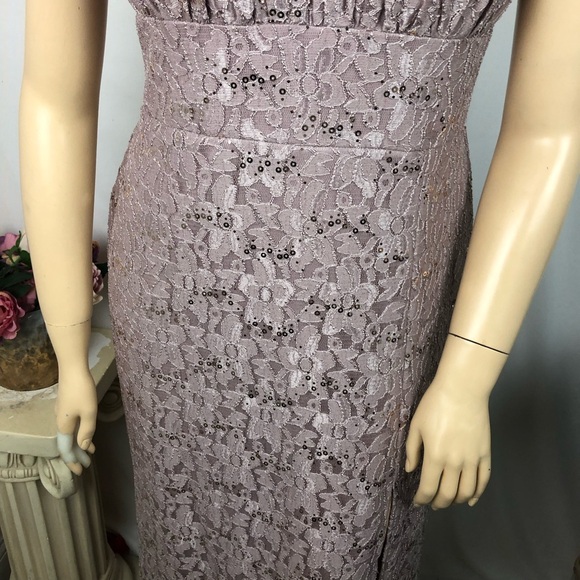 Oleg Cassini Lace Sequin Sleeveless Long Maxi Formal Evening Wedding Guest Dress - Picture 9 of 16